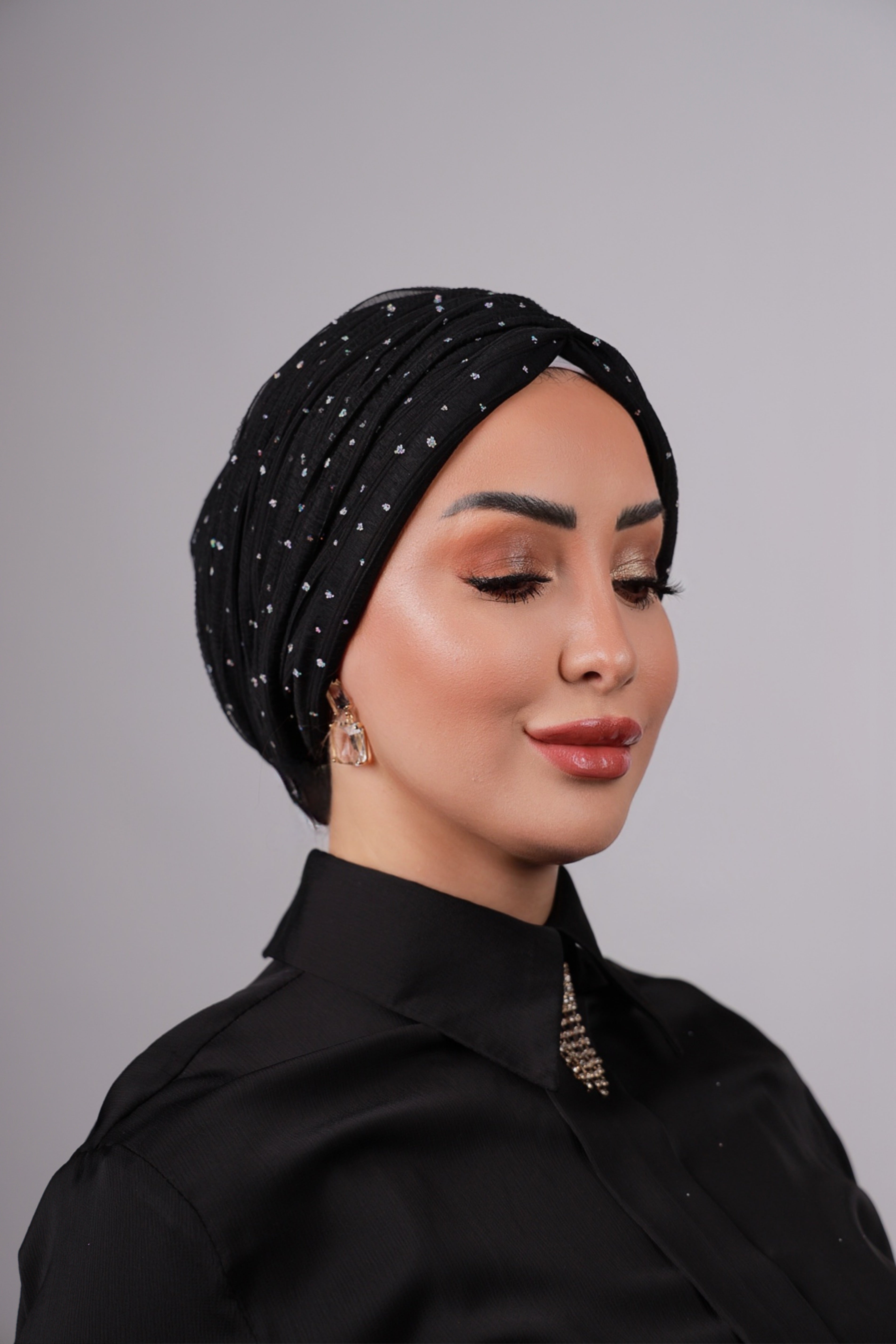 Rhinestone Draped Turban